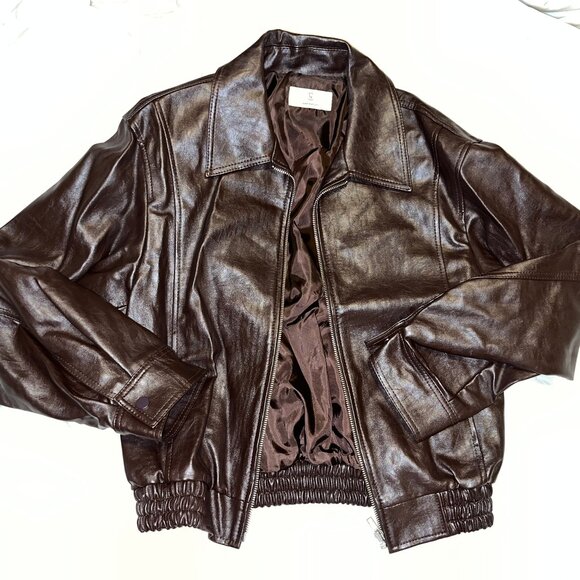 The Verlin Brown Faux Leather Jacket - Picture 3 of 7